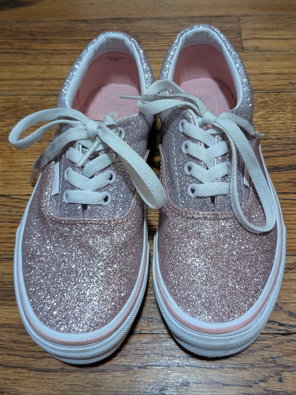 Kids Pink Glitter Vans Eras